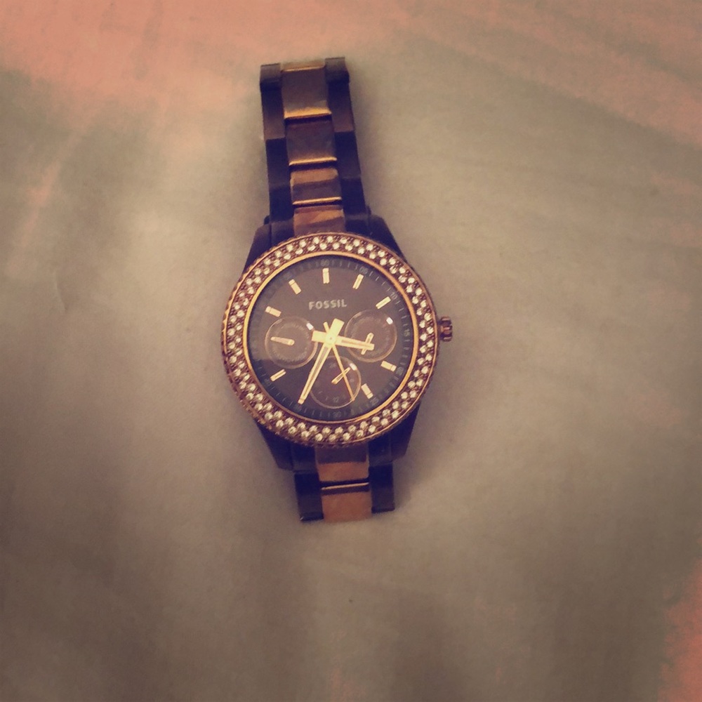 Beautiful brown and gold fossil watch.